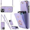 For iPhone 16 Pro Case Card Bag Leather+TPU Crossbody Phone Cover with Ring Kickstand