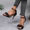 Sexy Temperament High-heeled Sandals Women's 2025 Summer New Lace One-word Sandals Large-size Stiletto Sandals