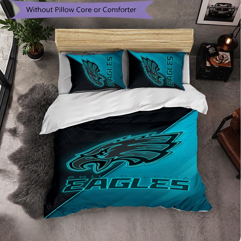 Set Biancheria da Letto in Microfibra con Fantasia Philadelphia Eagles 3 Pezzi Decorativo Copripiumino per Camera da Letto Uso Domestico