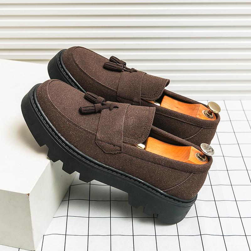 

Высококачественные мужские туфли с кисточками, модные роскошные оксфордские британские туфли-лоферы, мужские туфли на толстой подошве, удобные повседневные кожаные туфли 45 коричневый