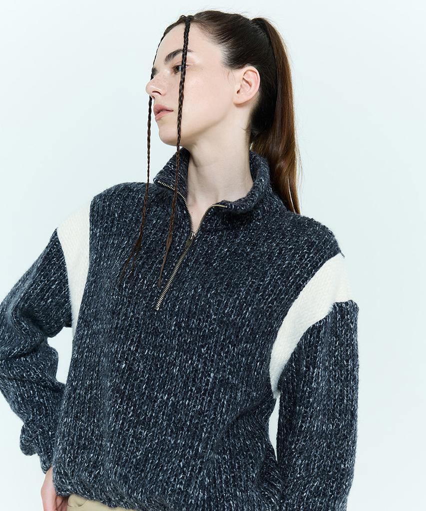 LARTIGENT L6 Colorblock Half Zip Knit(Navy)