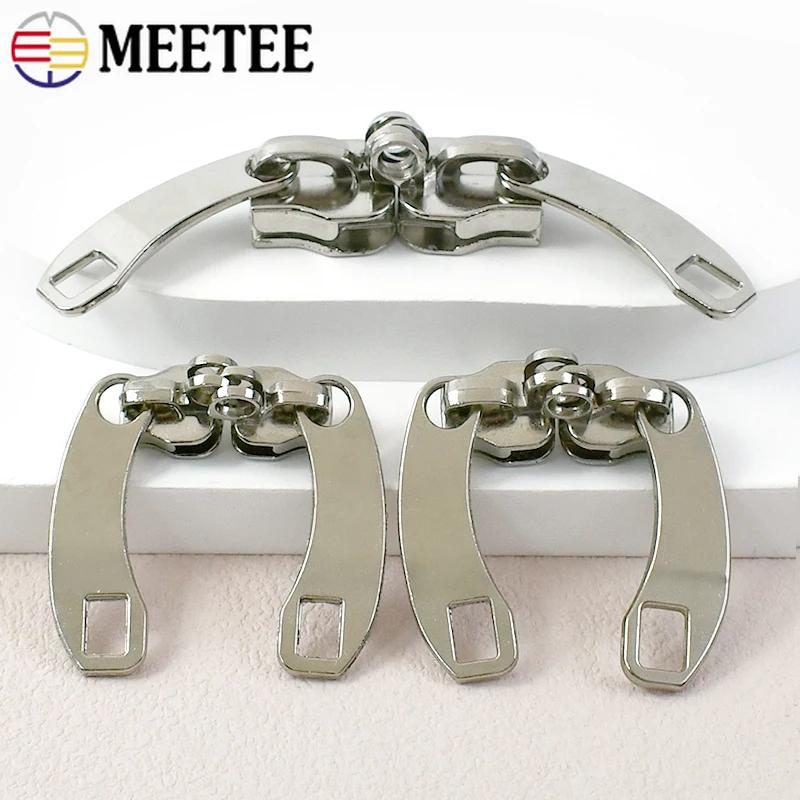 2/4/10Pairs Meetee 5# 8# 10# Nylon Zipper Slider with Lock Hole Suitcase Backpack Anti Theft Zip Head Puller Repair Accessory