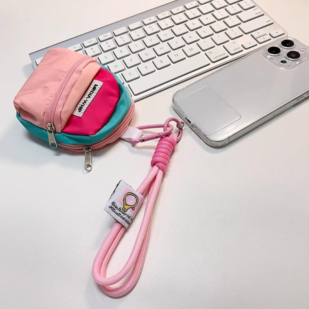 Portamonete Creativo da Appendere Colore a Contrasto Cinturino Corto da Polso Custodia per Auricolari Ciondolo Antifurto Piccola Borsa per Chiavi Ragazza
