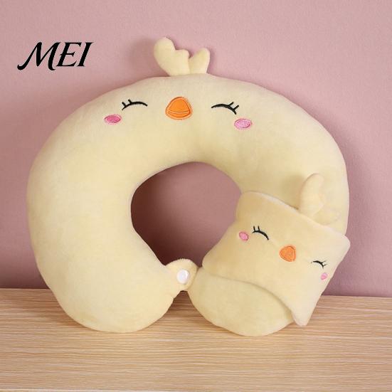 Neck Support Travel Pillow 1 Set U-Shaped with Eye Mask, Pillow, Cute Animal Comfort Design, for Road Trip Flight Pain Relief Portable