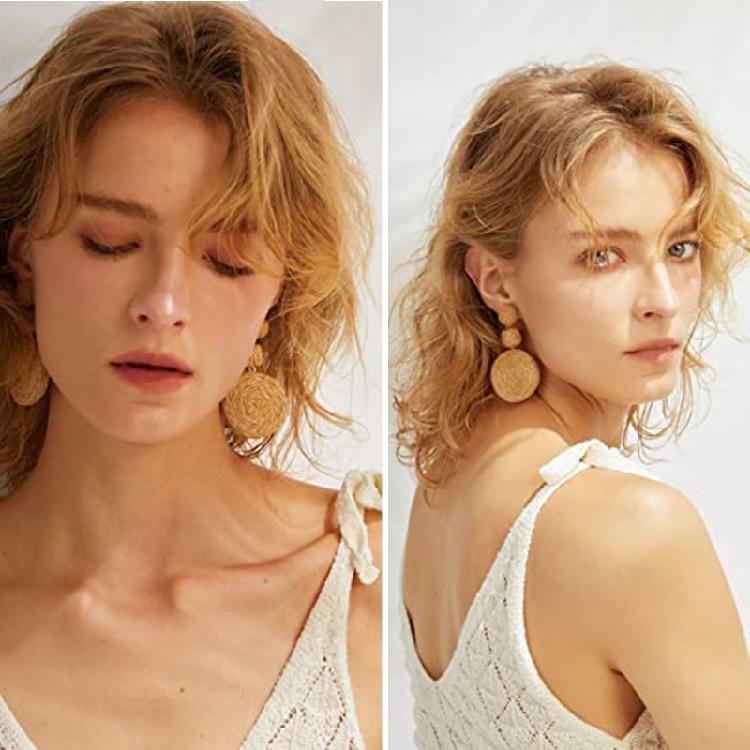 Big Round Geometric Hoop Earrings Summer Beach Boho Pendant Exaggerated Earrings