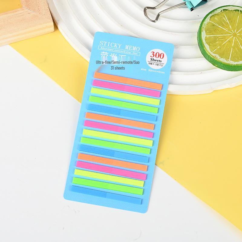 Thin Fluorescent Sticky Note Strips - Candy Colored Student Index Stickers