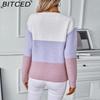 BITCED Colour-Block Off-the-Shoulder Button-Front Pullover Women's Sweater Autumn/Winter Casual Oversized Knitwear