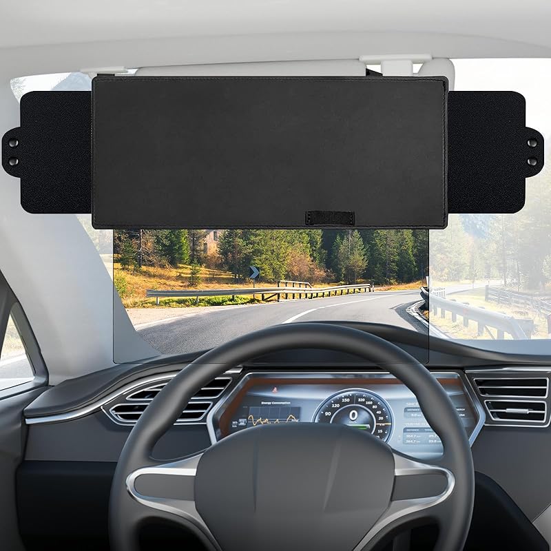 Veharvim Polarized Sun Visor For Car With 2 Side Sunshade, Upgraded UV400 Car Sun Visor Extension With PC Lens And Side Sunshade,Anti-Glare Visor For Polycarbonate (PC)