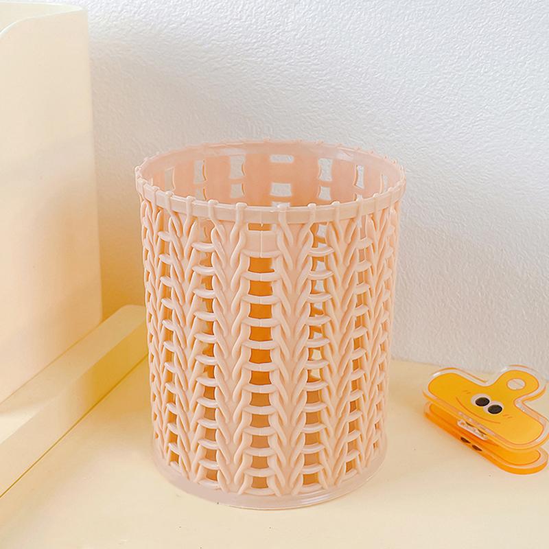 Creative Rattan Plastic Pen Holder Multi-Functional Hollow Boxes Desktop Office Stationery Bucket Pencil Container Storage Box