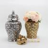 Modern Dried Flower Vase Hollow Ceramic Ginger Jar Desktop Storage Jar with Lid Home Decoration Flower Arrangement Accessories
