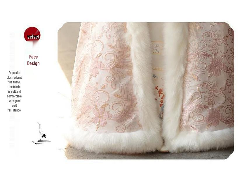 Mädchen Kapuzen-Hanfu-Umhang - Warmer Herbst/Winter Prinzessinnen-Schal im chinesischen Stil