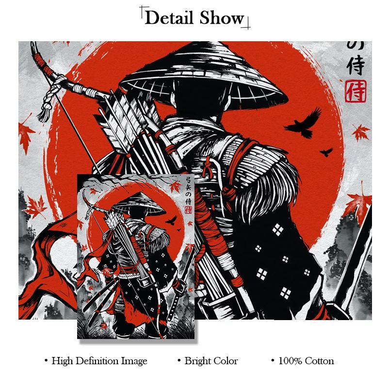 Japanese Ink Wash Painting, Torii, Crane, Samurai Geisha, Koi Carp, Art Canvas Prints, Wall Art, Home Decor Mural