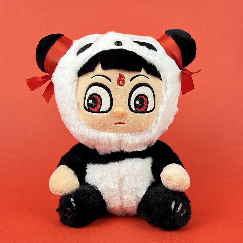 25Cm Kawaii Movienezha 2 National Style Panda Ne Zha Plush Toy Anime Peripherals Cartoon Plush Dolls Birthday Gift