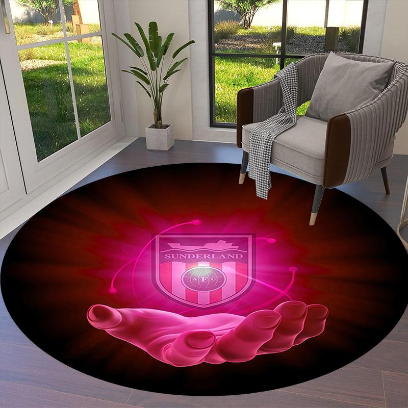 Sunderland Association Football Club Round Area Rug,Carpet Rug for Living Room Bedroom Sofa Playroom Decor,Non-slip Floor Mat