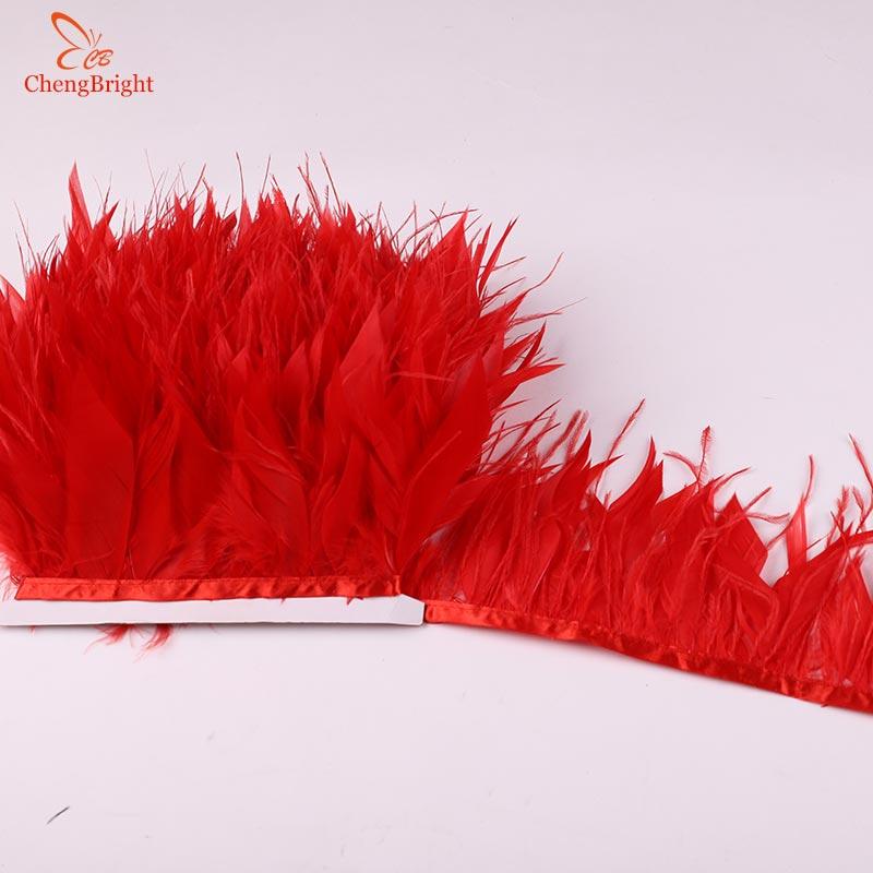 Feather New 50CM White Natural Goose Feather Ostrich Feather Ribbon Mix Ribbon Feathers Trim Fringe Clothing Sewing Decoration