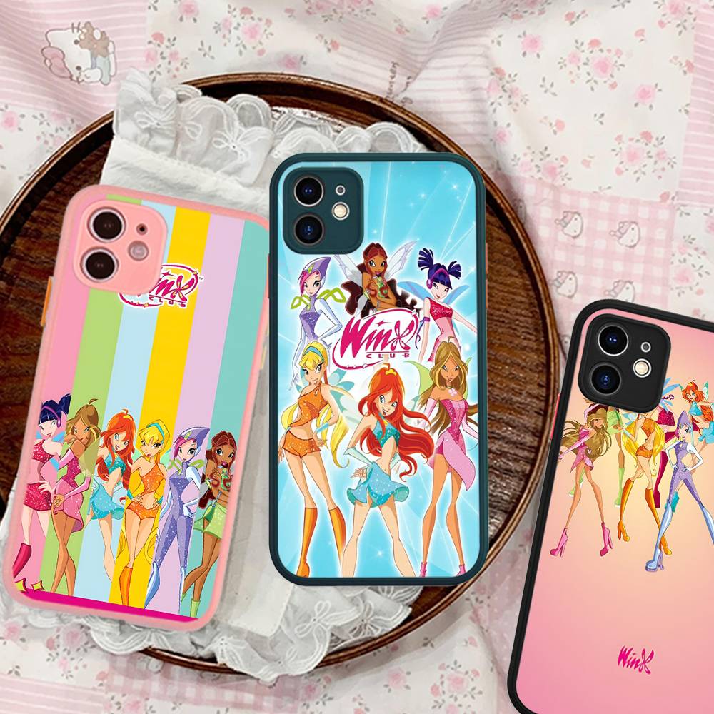 Girl Winx Clubs For iPhone 11 12 13 14 15 16 Pro Max Plus Matte Translucent Phone Cover