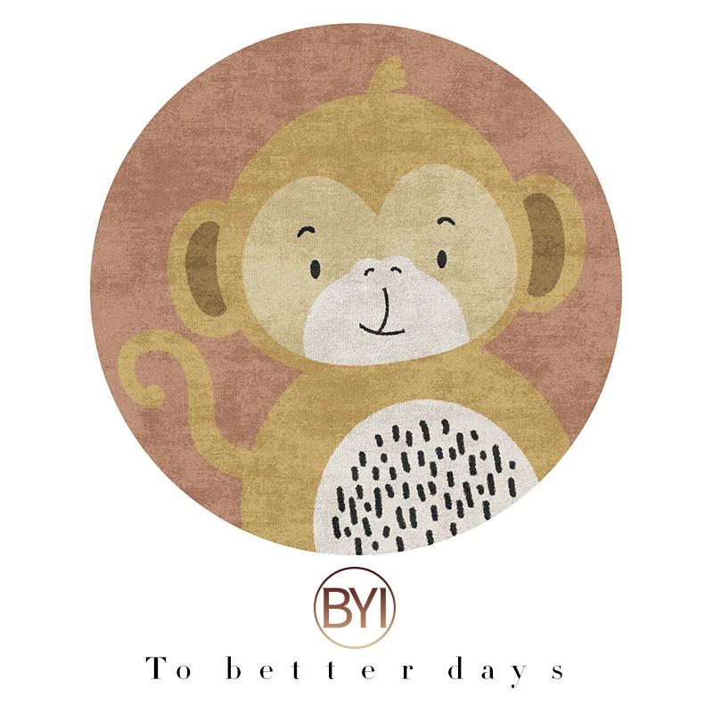 Cartoon Carpets for Living Room Cute Bedroom Decor Round Rugs Non-slip Chair Floor Mat Children's Room Bedside Carpet Study Rug