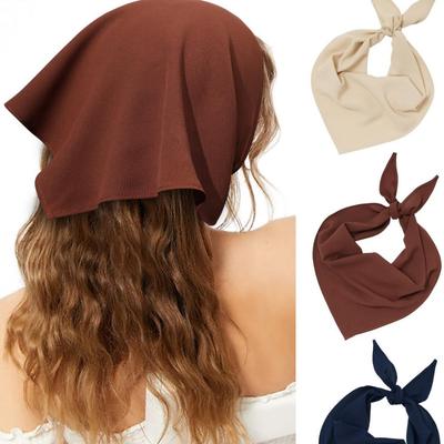 Solid Color Triangle Hair Scarf Retro Head Wrap Minimalist Hair Kerchief Chic Back Tie Headband For Outdoor Travel