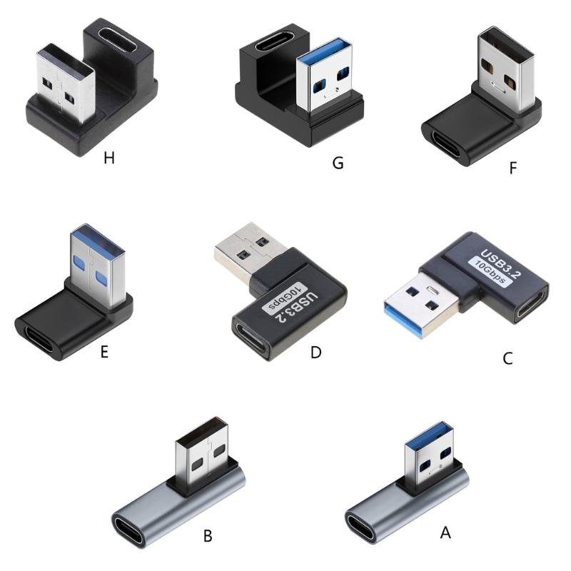 Konvertor USB C samice na USB 3.0 samec 10 Gbps USB C na USB 3.0 úhlový 90 stupňů pro prodlužovací konektor USB C