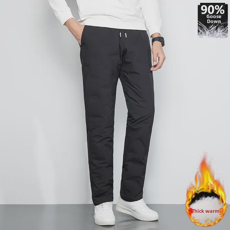 Pánské zimní 2023 trendy silné teplé péřové kalhoty - ležérní, pohodlné a ve velkých velikostech