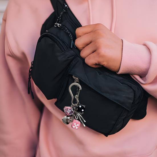 Keychain Pendant Dice Charm Lightweight Portable Acrylic Keychain Phone Bag Keyring Smooth Surface Keychain