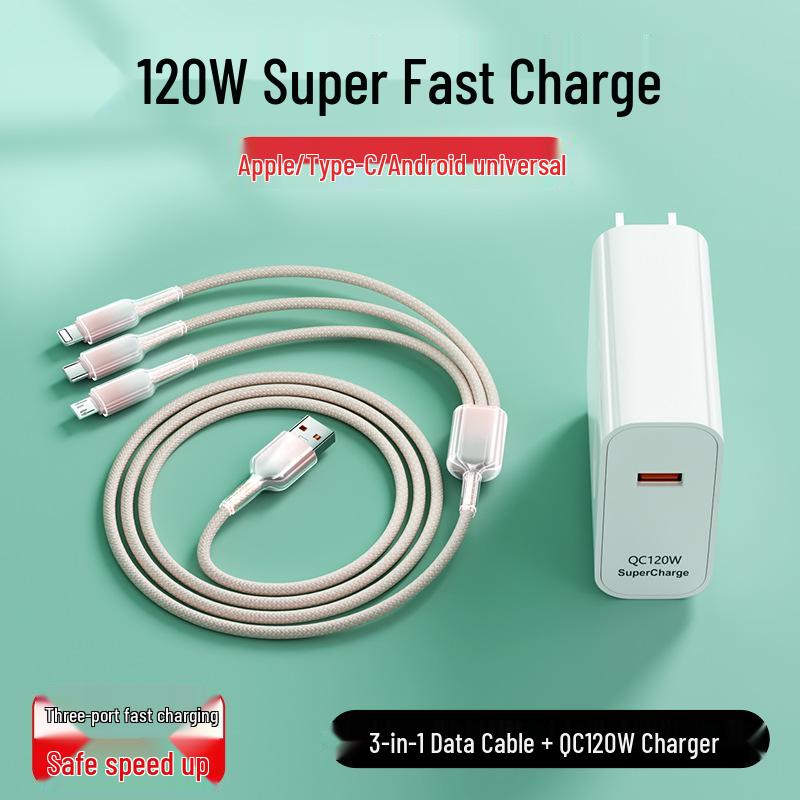 3-in-1 Fast Charging Cable for Apple, Huawei, Xiaomi Devices