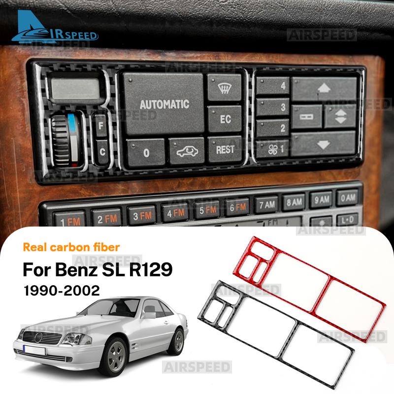 Real Soft Carbon Fiber Sticker For Mercedes Benz SL R129 1990-1994 1995 1996 1997 1998 1999 2000 2001 2002 Car Control AC Panel