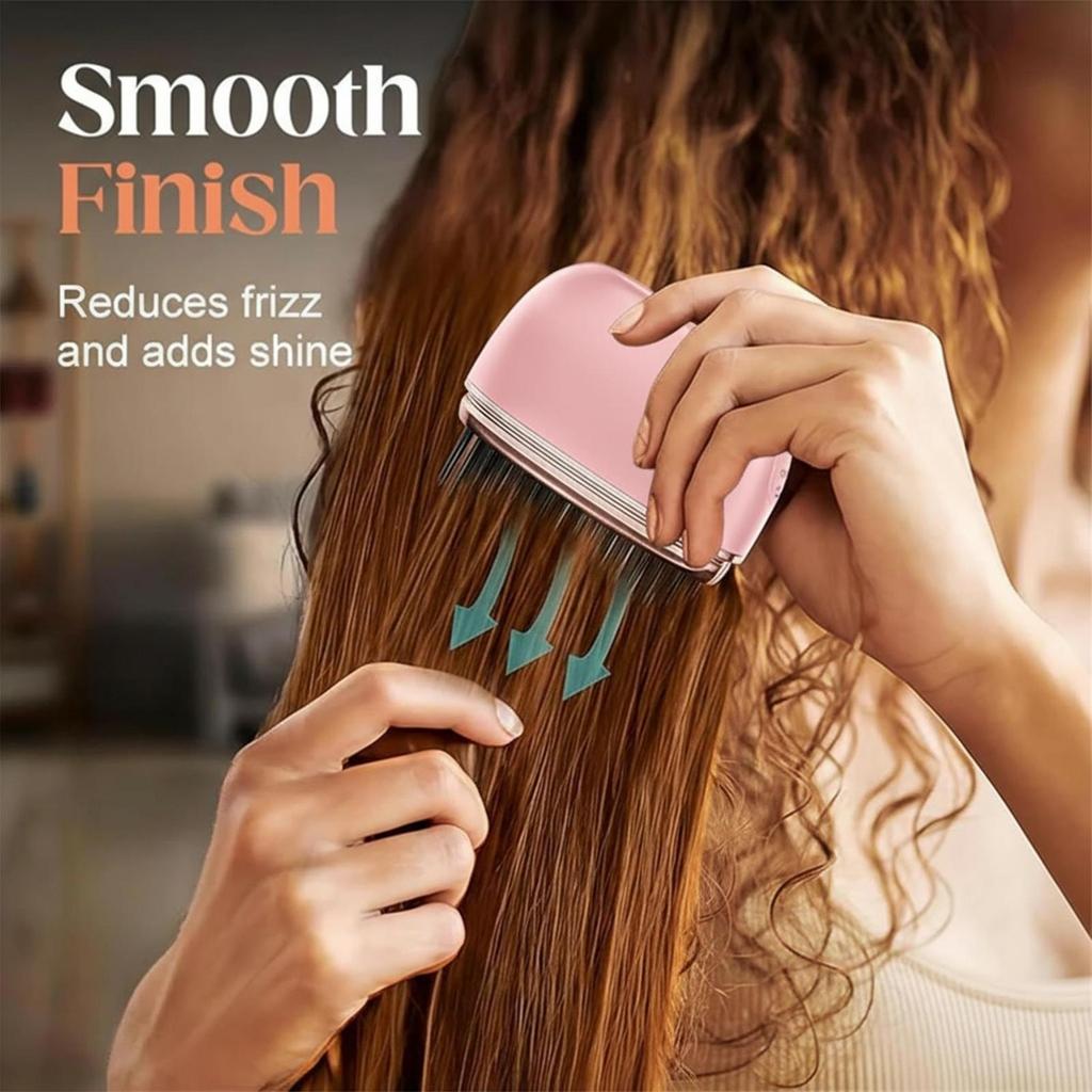 Rechargeable Straightener Brush, 3-Level Anti-Scald Straightening Comb for Salon Styling at Home, Portable for Vacation, Travel
