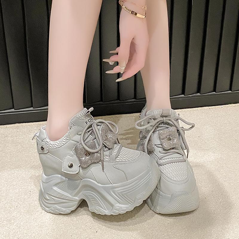 10CM Women Casual Platform Sneakers High Heels New Spring Sports Vulcanized Shoes Cute Trainers Chunky Sneakers Zapatos Mujer