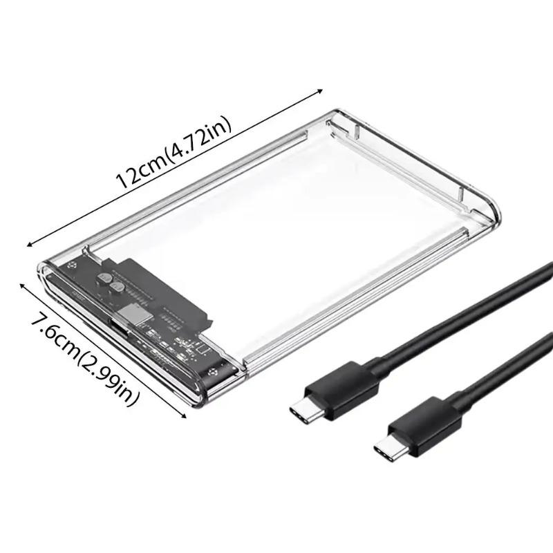 Transparent 2.5 Inch SATA External Hard Drive Case USB 3.0 High Speed SSD HDD Enclosure for Laptop Desktop Tool-Free SSD Box