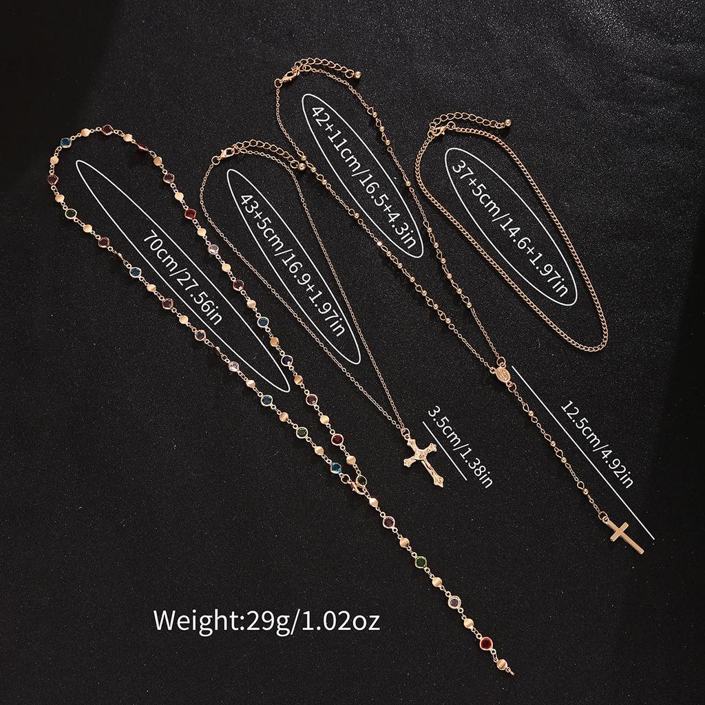 Popular multi-layer cross necklace women's color zircon collarbone chain wind exquisite jewelry
