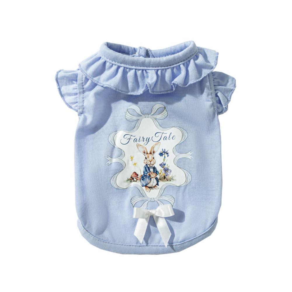 

Breathable Cat Dog Frill Tops Cute Pet Clothes Bulldogs Dog Vest Summer S синий