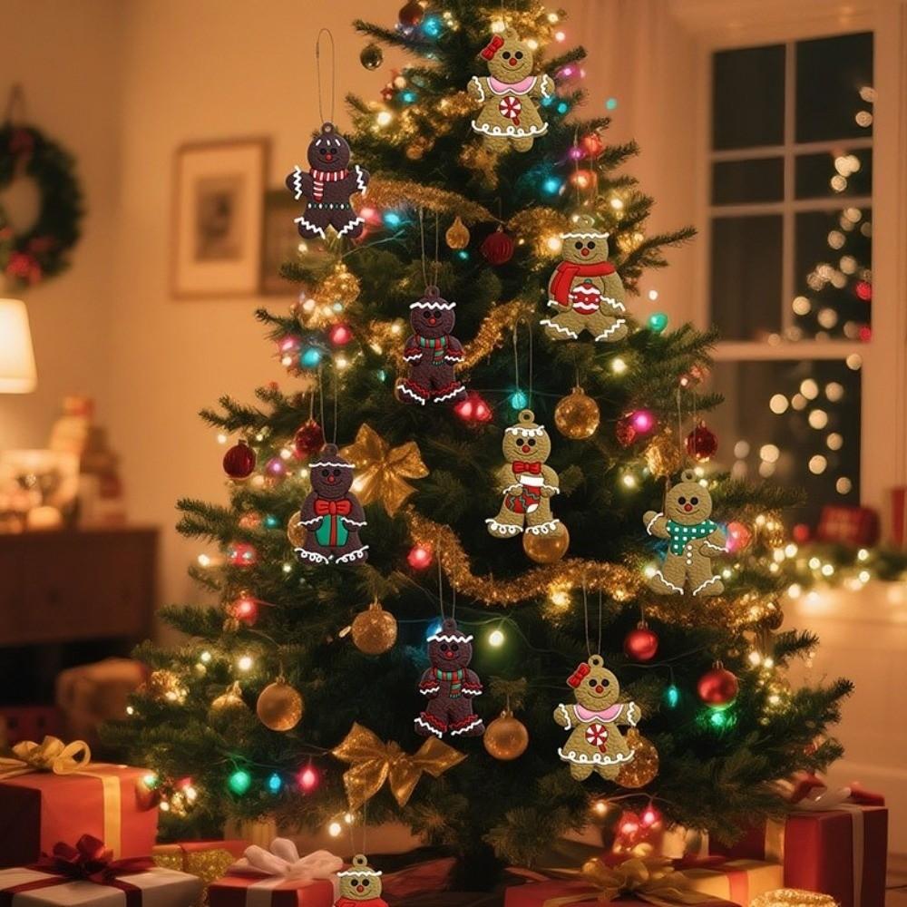 16Pcs/set Kid Gift Gingerbread Man Ornament PVC Xmas Tree Decoration Christmas Tree Pendant