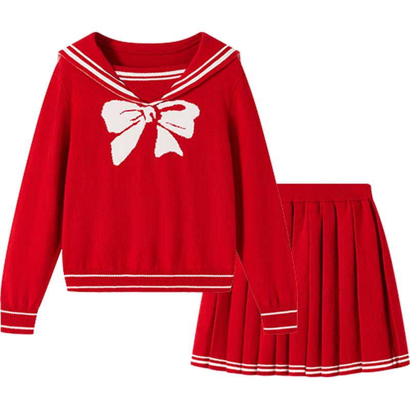 YEEHOO Girls Wool Blend Sweater & Skirt Set 130