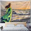 Retro Oil Painting Tapestry, Ocean View, Home Wall Hanging Fabric, Bohemian, Aesthetics, Living Room, Bedroom, Wall Decoration