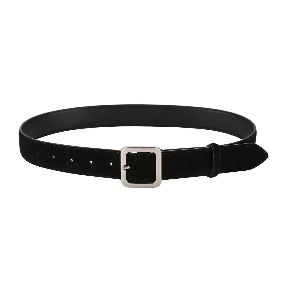 

Korean Imitation Suede Velvet Leather Belt Women S Casual Simple Silver Square Buckle Suede Belt With Jeans 100cm