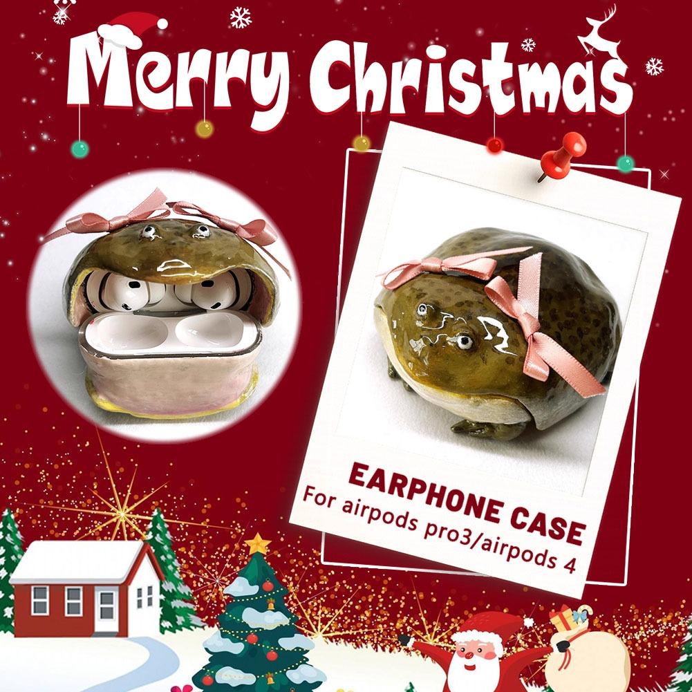 Creative Design Ugly Frog Handmade Earphone Case for Airpod Cute Funny Pink Bow Frog Earphone Protective Cover Gift