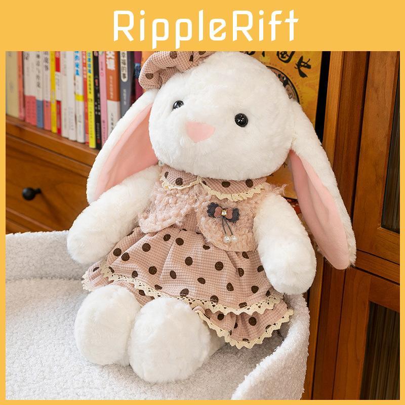 White Rabbit Small Hat Floral Skirt Animal Stuffed Plush Doll Gift Pillow