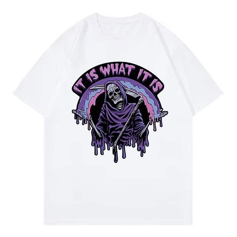 Vintage Comic Tee It Is What It Is Funny T Shirts Unisex Women Tshirt Round Neck Short Sleeve Trendy Tee Shirt Streetwear Tops