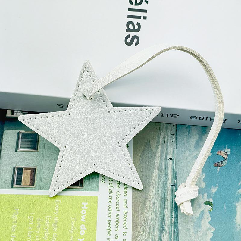 Spot Solid Color Leather Pentagram Keychain Pendant Simple Star Pu Leather Pendant Keychain High Sense
