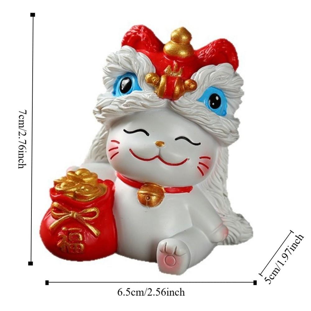 Kawaii Lucky Cat Sculpture Good Fortune New Year Cat Statue Home Decor