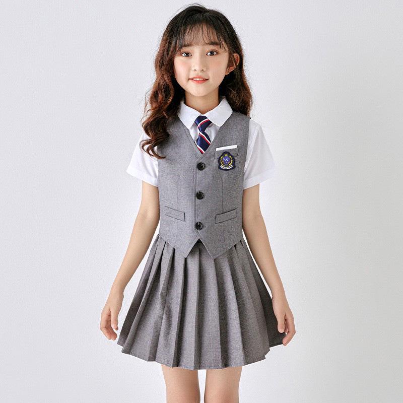 Britský styl základní školní uniforma set: Jarní/podzimní absolventský oděv pro mateřskou školu pro třídní vystoupení