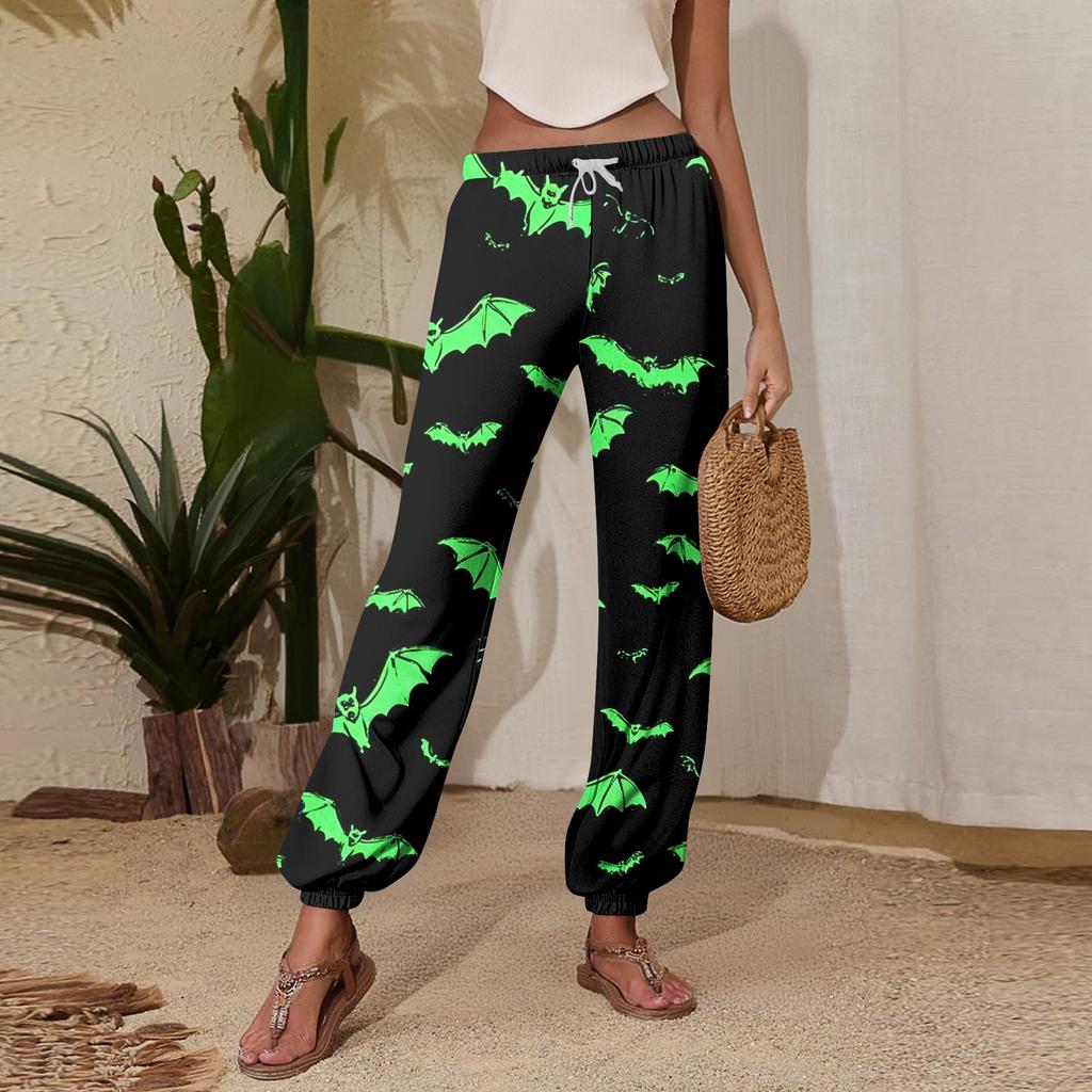 Women's Halloween Print Joggers Drawstring Elastic Waist Tapered Leg Casual Sweatpants