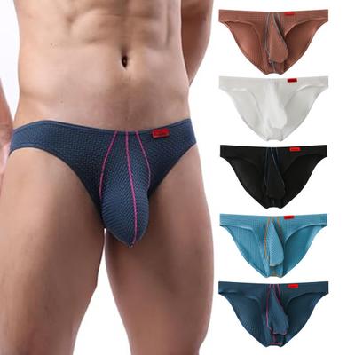Calzoncillos para hombre, sexys, de tiro bajo, cintura alta, elásticos, ligeros, ropa interior convexa en forma de U, suaves y de secado rápido.