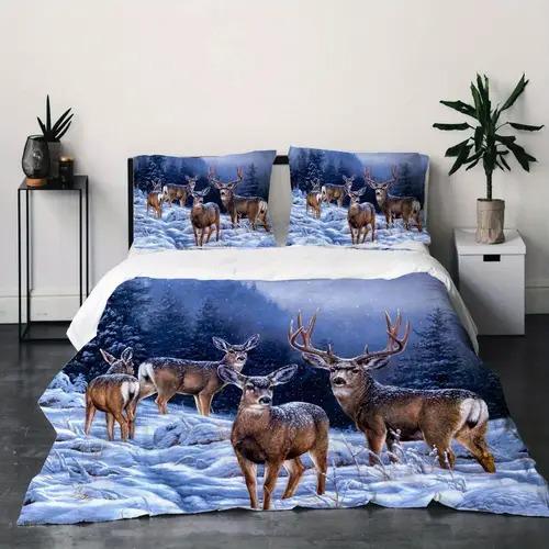 Comforter Christmas Elk Christmas Elk Background Theme Suitable For Children Kids Adults Warm Soft And Breathable