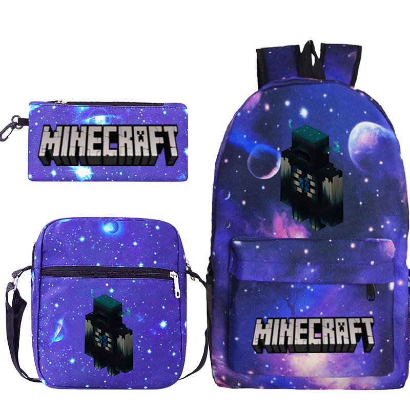 Game Minecraft Printed Children'S School Bag Oblique Span Bag Stationery Pencil Bag Student Backpack Set