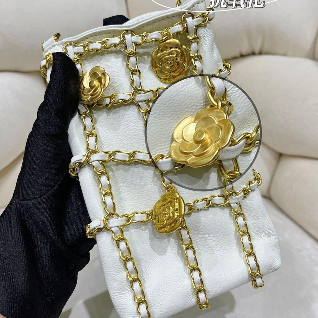 Xiaoxiangfeng Mobile Phone Bag Mouth Red Envelope Vintage Bag New Chain Bag Women's Mini Gold Coin Leather Crossbody Bag