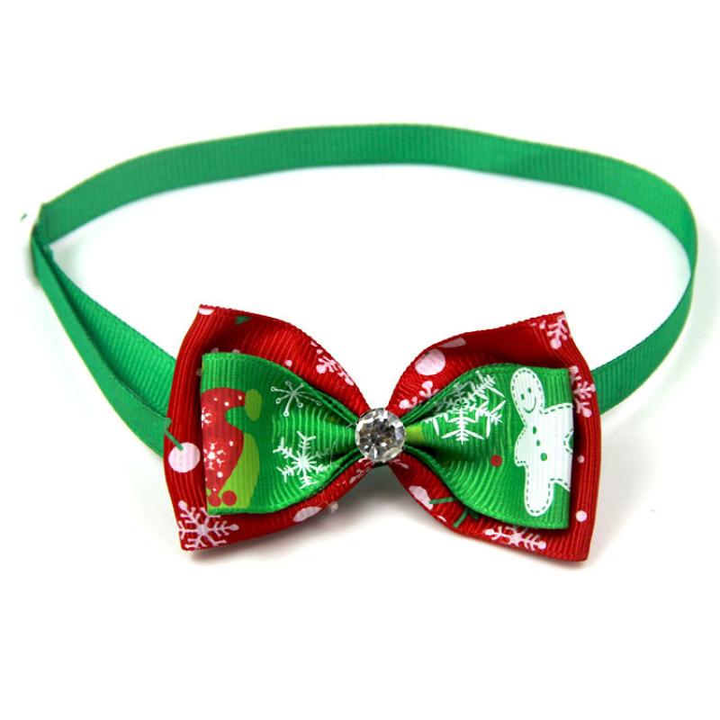 Pet  Collar Christmas Series Adjustable Flashing Diamonds Pet Bow Tie Collar