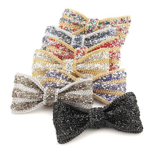 Men Bow Tie Adjustable Fit Shiny Rhinestone Design Neck Tie Weddings Groomsmen Business Formal Occasions Accessories