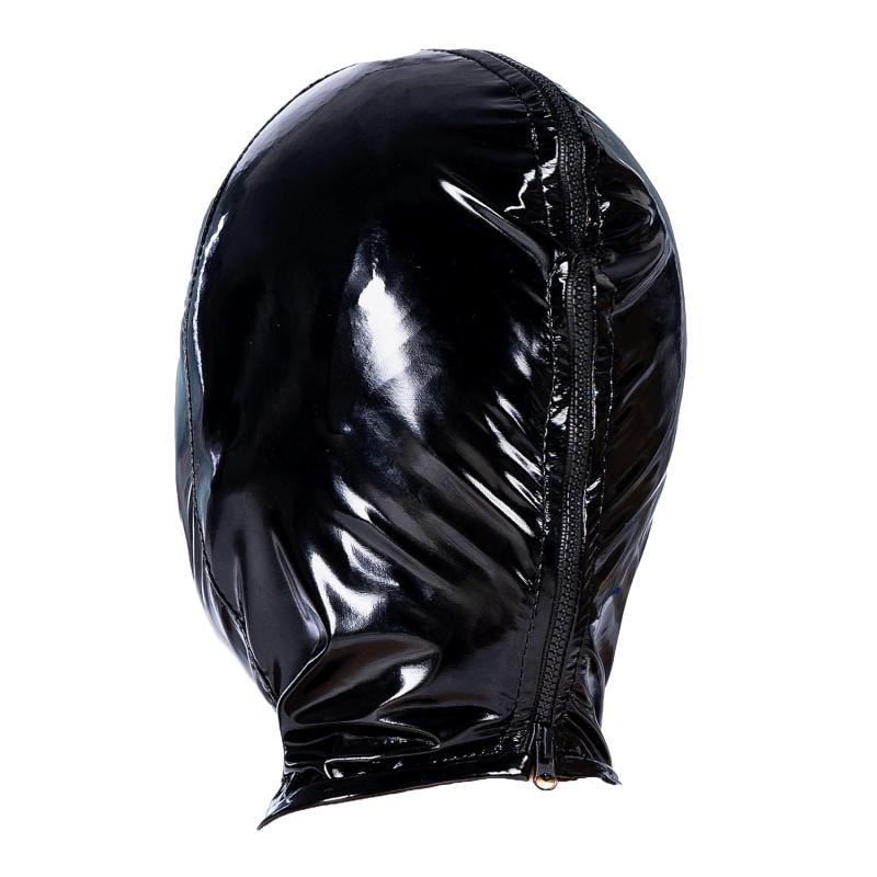 Elastic Bright Leather Hood Sex Toys with Open Mouth Party Mask for Couple Cosplay Slave Adult Game BDSM Bondage Set